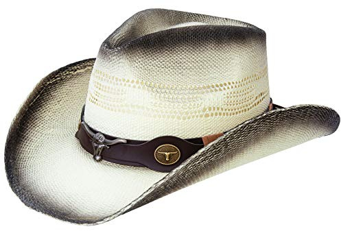 Queue Essentials Men & Women's Woven Straw Cowboy Cowgirl Hat Western Outback w/Wide Brim