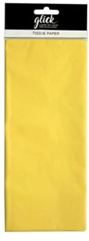Glick Lyxigt silkespapper, stora ark (x 4), perfekt för presentförpackning, 750 x 500 mm, citron