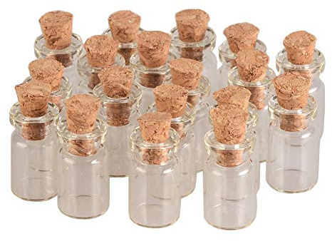 Jarvials 100pcs 10x18x5mm 0.5ml Mini Bouteilles en Verre, Avec du Liège fiole en verre, Bijoux de Sable Cosmétiques Liquides et Cadeau de Mariage de Conteneur Vide, Pendentif en Verre(0.5ml)