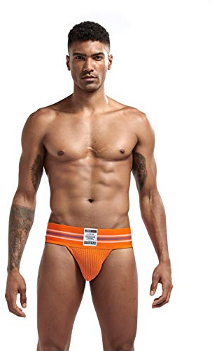 Jockmail Suspensoir sexy en coton pour homme 7 couleurs - Orange - Large