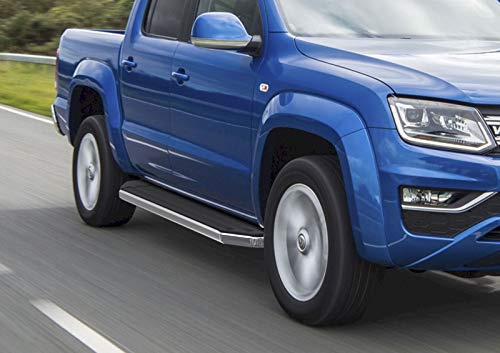 J&J AUTOMOTIVE Premium Rival Trittbretter mit ABE passend für Volkswagen Amarok 2016-2022, OEM Design Aluminium Silber Passform Links und Rechts 2-teilig