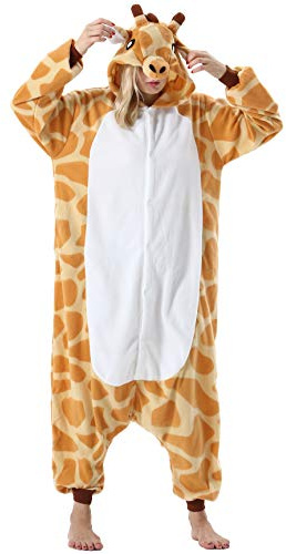 Uleemark Overall/onesie för damer och herrar, djur, karneval, halloween, kostym, lounge, sovdräkt, cosplay, pyjamas, för vuxna, unisex, giraff, L