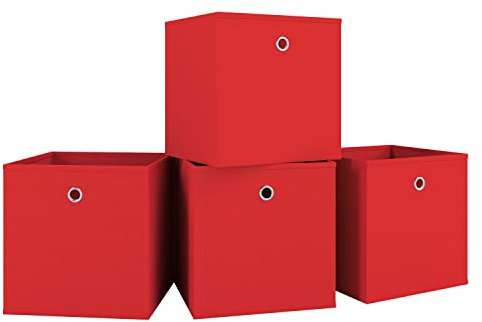 VCM 4-set vikbar låda fällbox samlingslåda tygbox hyllbox hyllkorg boxas röd