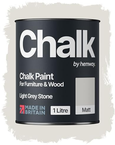 Hemway Chalk Paint Light Grey Stone 1L, Matt Finish Shabby Chic | Furniture Paint, Chalk Furniture & Walls, Quick Dry & 1 Coat