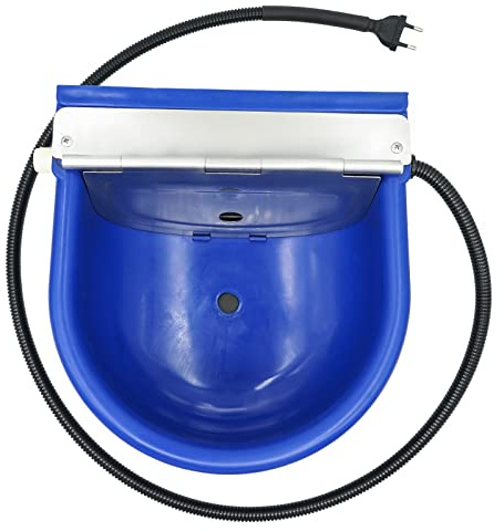 Abbeveratoio riscaldante cavallo abbeveratoio cavalli esterni automatico,con valvola galleggiante regolabile e foro drenaggio, per bovini capra abbeveratoio (EU) (blu scuro)