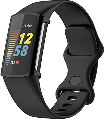 Compatible with Fitbit Charge 5 Screen Protector, Full Coverage Soft TPU Protective Screen Cover Saver Bumper Frame Accessories with Anti-Scratch for Charge 5 Smartwatch (Black)