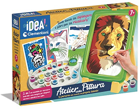 Clementoni Idea - Atelier della Pittura, Gioco d'Arte per Bambini 7+ Anni, Set Creativo con Cavalletto, Lavagna, Tempere e Pennelli per Dipingere con i Numeri, Made in Italy, Lingua Italiana, 18677