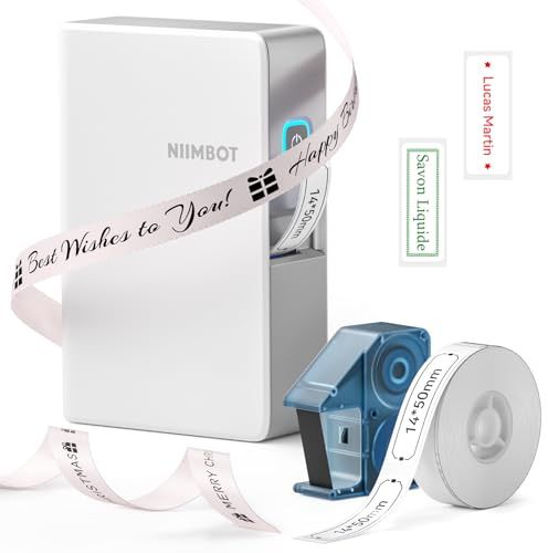 NIIMBOT B18/N1 étiqueteuse, Ruban imprimante d'étiquettes avec Ruban Noir et étiquettes Blanches, Supporte l'impression Multicolore
