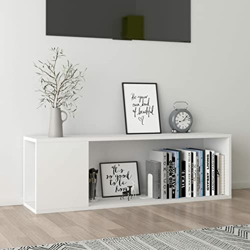 CANLAY Meuble TV Table Television Buffet Armoire Basse Centre de Divertissement Meuble de Salon Maison Intérieur Meuble TV Blanc 100x24x32 cm Aggloméré