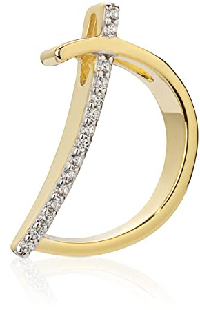 NKlaus Buchstaben Anhänger Echt Gold 333 mit Zirkonia für Damen - Kleine bicolor Kettenanhänger Alphabet von A bis Z Echtgold - Glanz ABC Goldanhänger