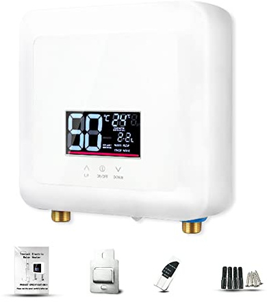 Scaldabagno istantaneo 7500W Mini scaldabagno elettrico senza serbatoio Display a LED a parete Supporto termostato Modalità/Regolazione potenza per cucina di casa Bagno