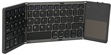 Tastiera Bluetooth Pieghevole con Touchpad, Mini Tastiera Piegata Tripla, Tastiera Wireless Ultra Sottile, per Telefono, Tablet, Laptop