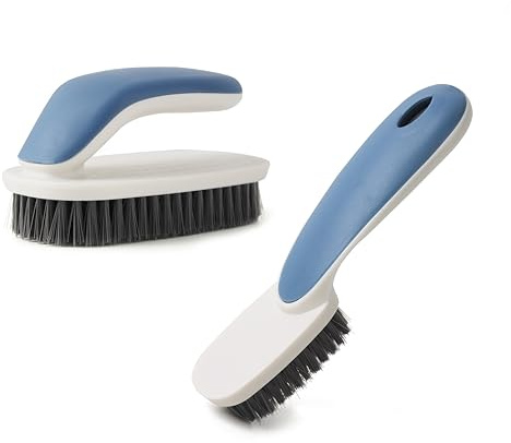 Laundry Scrub Brush 2 Pack,Soft Bristle Cleaning Scrub Brush, Shoe Cleaning Brush, Brush for Stains on Clothes, Hat Brush, Household Cleaning Tool for Bathroom Countertop Bathtubs (Blue)