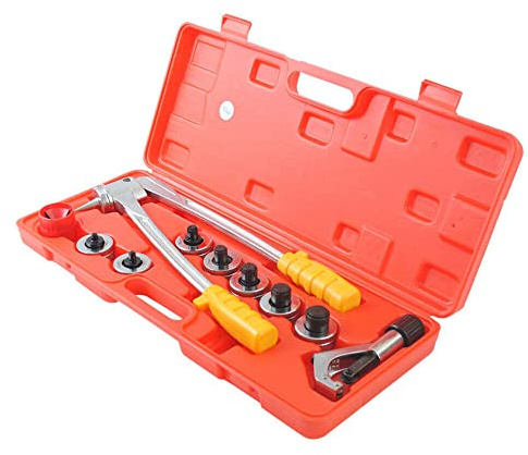 TRIEBAN Rohrexpander Satz,Manuelle Rohraufweiter mit Rohrabschneider, inkl. 7 Aufweitzange Zentrierer Zange für Kupfer, Aluminium und andere Weichmetalle (10mm,12mm,16mm,19mm,22mm,25mm,28 mm)
