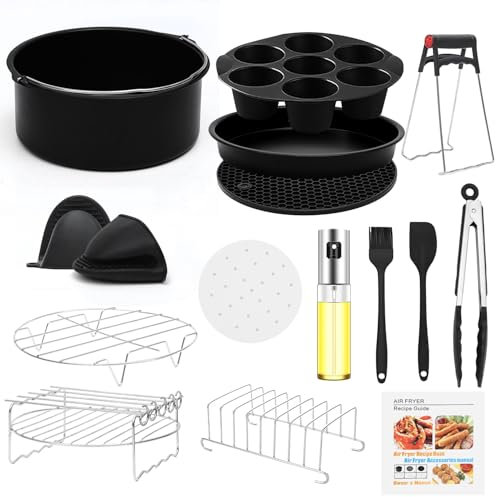 Airfryer Zubehör Set für COSORI Turbo Tower Pro Smart/TurboBlaze 6L, Philips Airfryer XXL 5,5L 6.4L & Ninja MAX PRO – vielseitiges Kochzubehör für Zuhause (15-teiliges)