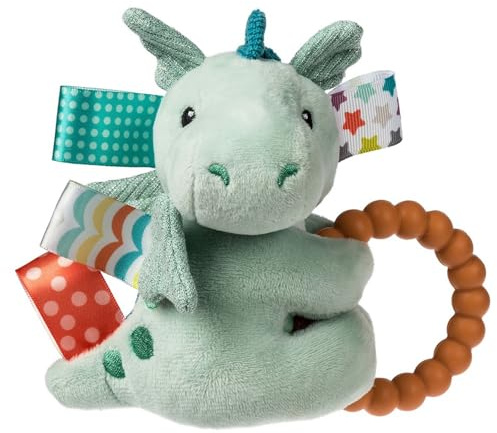 Soft Baby Rattle with Soothing Teether Ring and Sensory Tags, 6-Inches, Drax Dragon