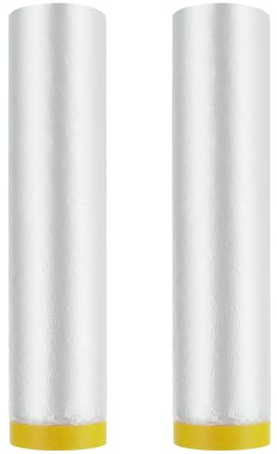 VIDETOL 2 PCS Self Adhesive Dust Sheets, 4 x 20 m Tape and Drape, Plastic Masking Film for Painting, Decorating, Furniture Covering