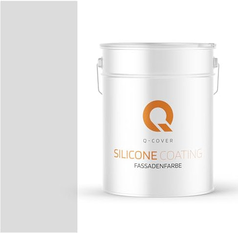 Q-COVER Fassadenfarbe 10 L Weiß-grau Silikonharz Fassadenfarbe Außen Wandfarbe Wetterfest