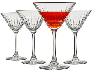 Pasabahce Vintage-Martinigläser mit geschliffenem Stiel, 4 Stück, 212,6 g, Vintage-Cocktailgläser, perfekt für Partys, Geschenke, Einweihungspartys