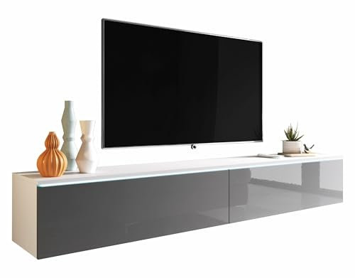 Selsey TV Schrank Board Sideboard Fernsehtisch Fernsehschrank 180 cm Hängend Oder Stehend Weiß Matt Grau Glanz Kane
