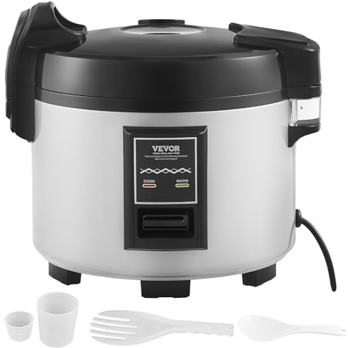 VEVOR Cuociriso Commerciale, Cuociriso da 70 Tazze, Cuociriso 15 Litri Scalda Riso Con Pentola Interna Antiaderente, Cottura Rapida Riscaldamento per 12 Ore, con Tazza di Riso Paletta da Ristorante