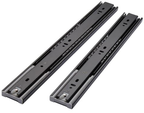 LMXRYPD 1 Paar 3-Teilige Geräuscharme Schubladenschienen, Schwerlastauszug mit Dämpfer, Gleitschiene für Kleiderschrank, Nachttisch, Kommode(Black,25cm/9.9in)