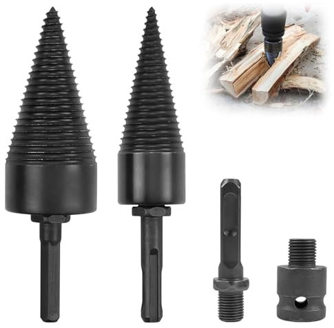 Kegelspalter 45mm 32mm Holzspalter Bohrer Spaltbohrer Bohrkegel Brennholzspalter Bohrer mit 4 Bohrgriffe zum Spalten und Fällen von Bäumen