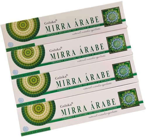 Goloka Mirra Arabe - Varillas de incienso, 15 g, 4 paquetes, esencia ayurvédica