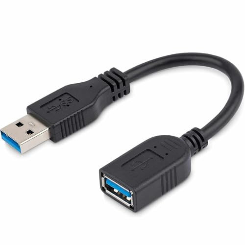 TECHZOCO Cable Alargador USB 3.0 Super Speed, Cable Extensor USB Tipo A Macho Hembra, Alta Velocidad 5Gbps para Impresora, Ratón, Teclado, Hub, Pendrive, Mando de PS, HDD, Ordenador, 20 cm
