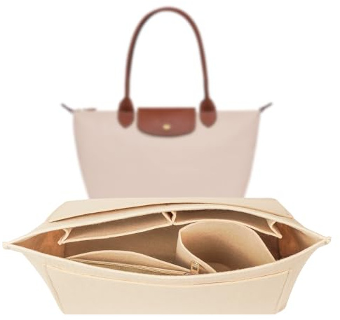 LUOJINYI Organizador de bolsillos para Le Pliage, organizador para bolso, bolso de mujer, gran capacidad(Beige, M)