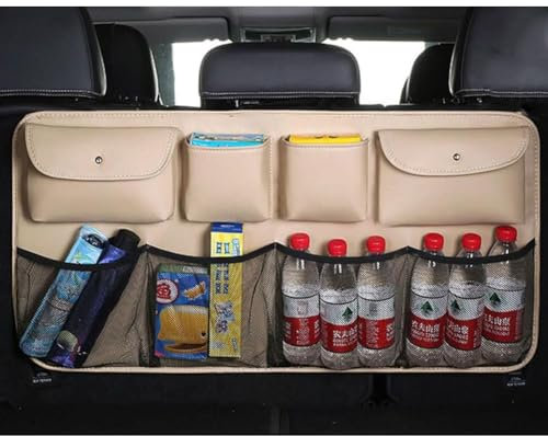 PGYREUGQ Kofferraum Taschen Auto für FIAT 500/500C/500E/Abarth 500 2007-2022, Hängend Kofferraumtasche Faltbar Aufbewahrungstasche Auto ZubehöR,C/Beige