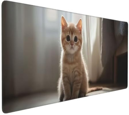 Niedlich Katze Mauspad,Large XXL Mouse Pad 700x300x3mm Tastatur Matte, Groß Vernähte Kanten WassXerdicht Anti-Rutsch Mauspad,Erweiterter Schreibtisch Schutz Mauspad für Geschenk Weiblich Office k-311