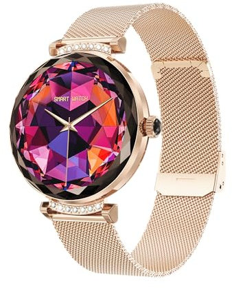 LONGLU Orologio intelligente da donna con chiamata Bluetooth, smartwatch da donna per iPhone e telefoni Android, multi-sport, fitness tracker con risposta/effettuare chiamate impermeabili (oro)