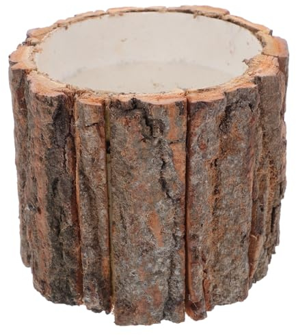 Veemoon Tree Stump Planter, Wood Stump Flower Pot Rustic Small Plant Bucket Table Succulent Planter Barrel Driftwood Bonsai Pots for Indoor Outdoor Garden Office (4.92 * 3.94in)
