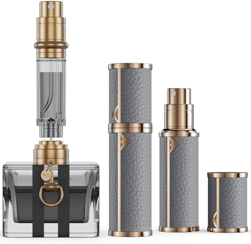 kuangre Perfume Travel Refillable Bottle, Leak-proof 10ml Atomizer, Portable Size Sprayer Bottle, Genuine Leather Bottom-Filling Fragrances Perfume Atomizer for Women Men Trip Gift.