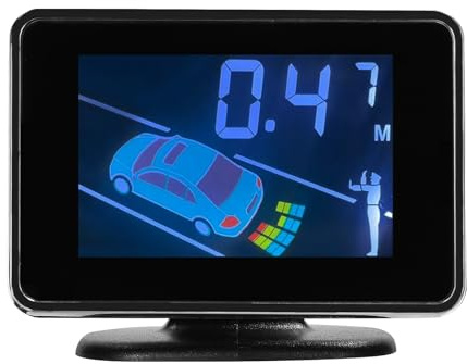 Sistemas del Sensore di Parcheggio per Auto con 8 Sensori - Radar Inversione Anteriore e Posteriore con Avvertimento Sonoro, Display a Distanza LCD Regolabile e modalità di (BLACK)