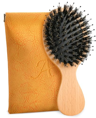 Mini Hair Brush, Travel Small Boar Bristle Hair Brush for Women Gift- Small Portable Compact HairBrush for Girls Kids Women Best Gift, Travel Size for Purse, Vacation, Business Trips & Outings