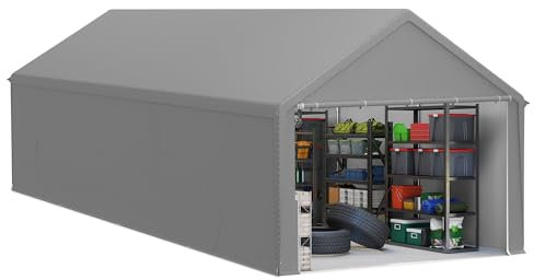 FIVMEN Casetta per attrezzi da giardino, 32 m³, in PE, con pareti laterali rimovibili, resistente all'inverno, per garage, per attrezzi da giardino, moto, bicicletta, grigio