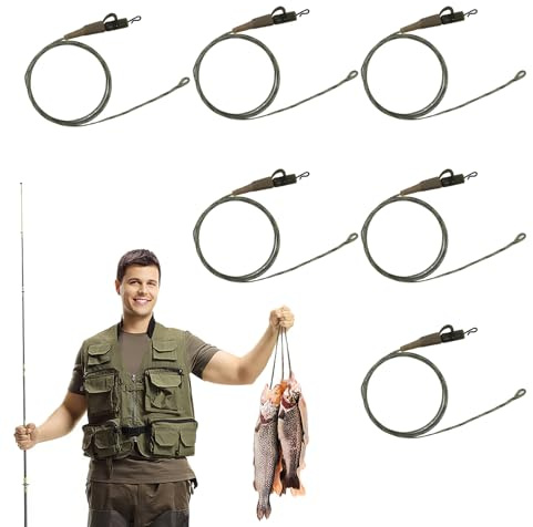 Feirdhoo Angelzubehör für Karpfenangeln - 65cm, 45lb, Hohe Festigkeit Karpfen Vorfach, Clip für Karpfen Zubehör und Carp Fishing, Gebundenes Haar Rig mit Drehverbinder