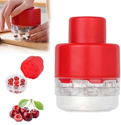 Cherry Pitter Tool, 2025 New Portable Cherry Core Pit Remover, 7 Holes Cherries Stoner Pitter Quick Release, Multifunctional Fruit Pit Remover for Household Kitchen Utensils (Red 1pcs)