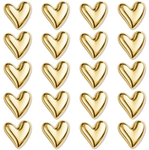 20 PCS Fridge Magnets,Gold Cute Love Heart Magnets for Fridge | 2.1cm Small Magnet,Electroplate Decorative Refrigerator Magnet, for Whiteboard, Photos, Locker, Home School Office