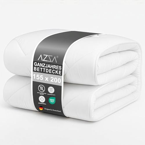 AZZA 4 Jahreszeiten Bettdecke Ganzjahresdecke 155x220 cm, Mikrofaser, Atmungsaktiv, Weich, Kuschelig, Waschbar, Allergiker geeignet, Öko-Tex Zertifiziert