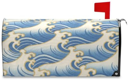 Yoogain Blu dorato Onde Giapponesi Decorativi Della Cassetta Delle Poste Coperture per Natale Carino San Valentino Delle Cassette Postali Coperture Standard Size Cover para bu