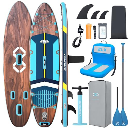 ZLX Stand Up Paddling Board 350 x 89 cm, SUP Board Set, Stand Up Paddle med unik mittfin, halkfri täckdyna, standup paddle Board 250 kg lastkapacitet, för vuxna, nybörjare, alla färdighetsnivåer