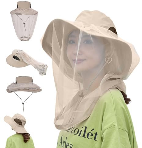 Jorzer Cappello con Rete Anti-Insetti Protezione Solare Rete Anti-Insetti a Tesa Larga per Testa Cappello Traspirante con per Cappelli con da Donna per Testa Apicoltore Giardinaggio per