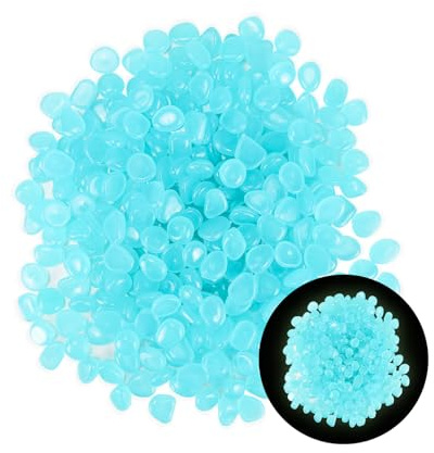 MultiValue 300 PCS Small Fish Tank Stones, Glow in the Dark Fish Tank Grave Mini Aquarium Gravel Decorative Stones for Aquarium Garden Vases DIY (Bule)