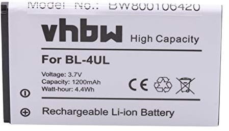 vhbw Akku Ersatz für Nokia BL-4UL | BL-4WL für Handy Smartphone Telefon (1200 mAh, 3,7 V, Li-Ion)