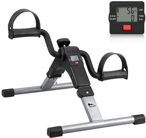 Folding Pedal Exerciser , himaly Mini Exercise Bike Under Desk Bike Pedal Exerciser for Arms and Legs Workout, Portable Desk Bike Peddler Machine