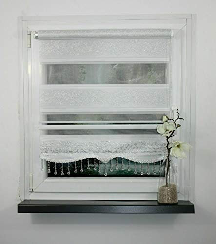 Klemmfix ohne Bohren Breite 70 cm Länge 200 cm Doppelrollo Duo Rollo Klemmfix ohne Bohren (weiß s, Ranken, 70)