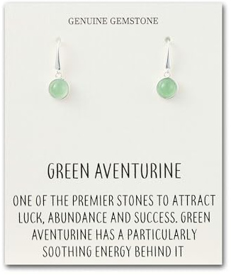 Philip Jones Green Aventurine Drop Earrings with Quote Card
